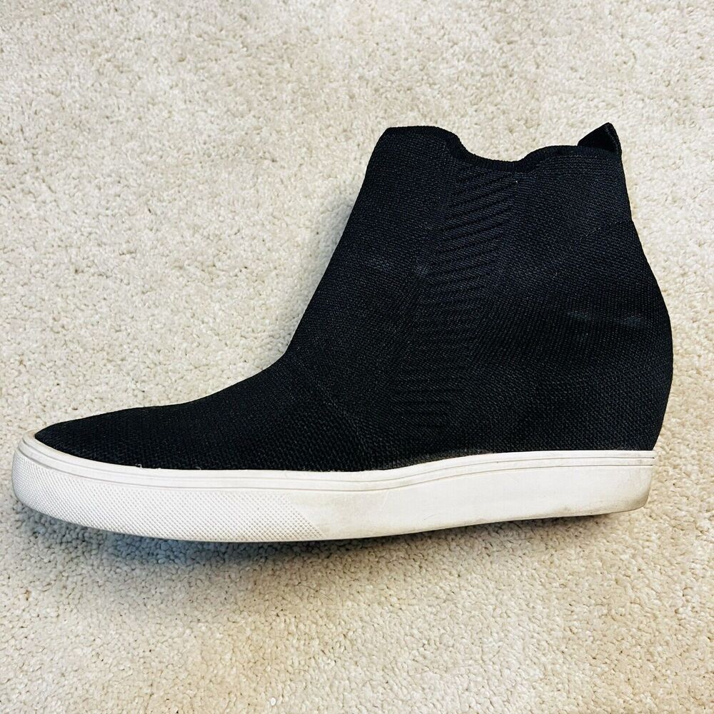 MIA Khloey Wedge Sneaker Women’s Size 9.5 M Black Pull On Knit Sock Comfort - Picture 8 of 9